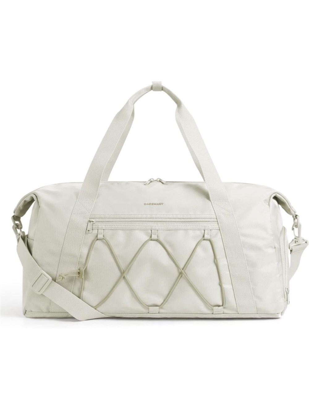Bagsmart Lightweight Weekender Duffel Bag Cream Show Compartment